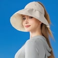 thumbnail image 2 of HONHUZH Summer Hats Womens Wide Brim Sun Hat Foldable Ponytail Hole Summer Beach Travel Cap, 2 of 7
