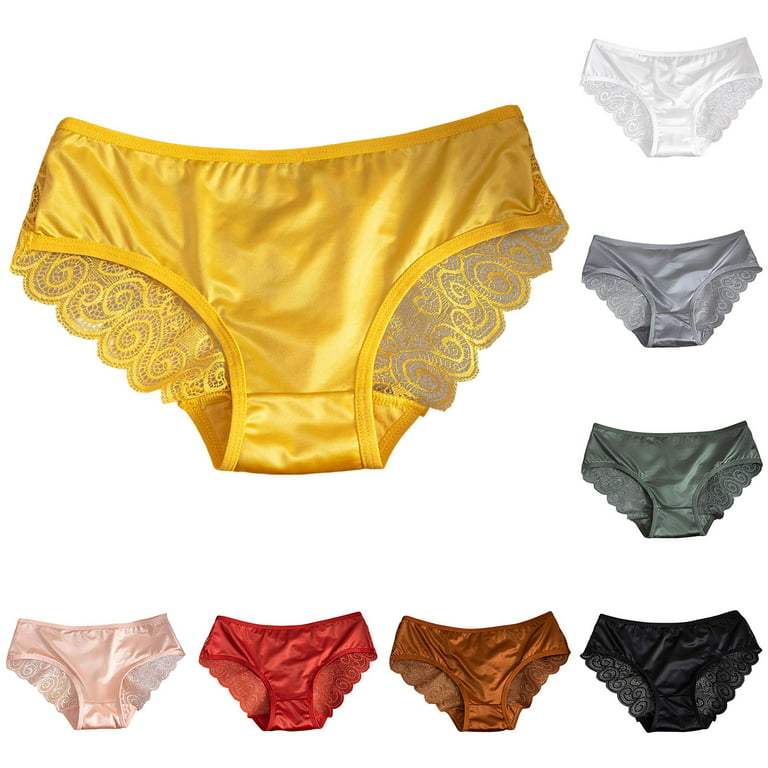 PMUYBHF Underwear Women Boyshort Xs Women's Hollow Thin Strap Panties  Comfortable Breathable Lace Satin Stitching Briefs Underwear Women Boyshort  Xs