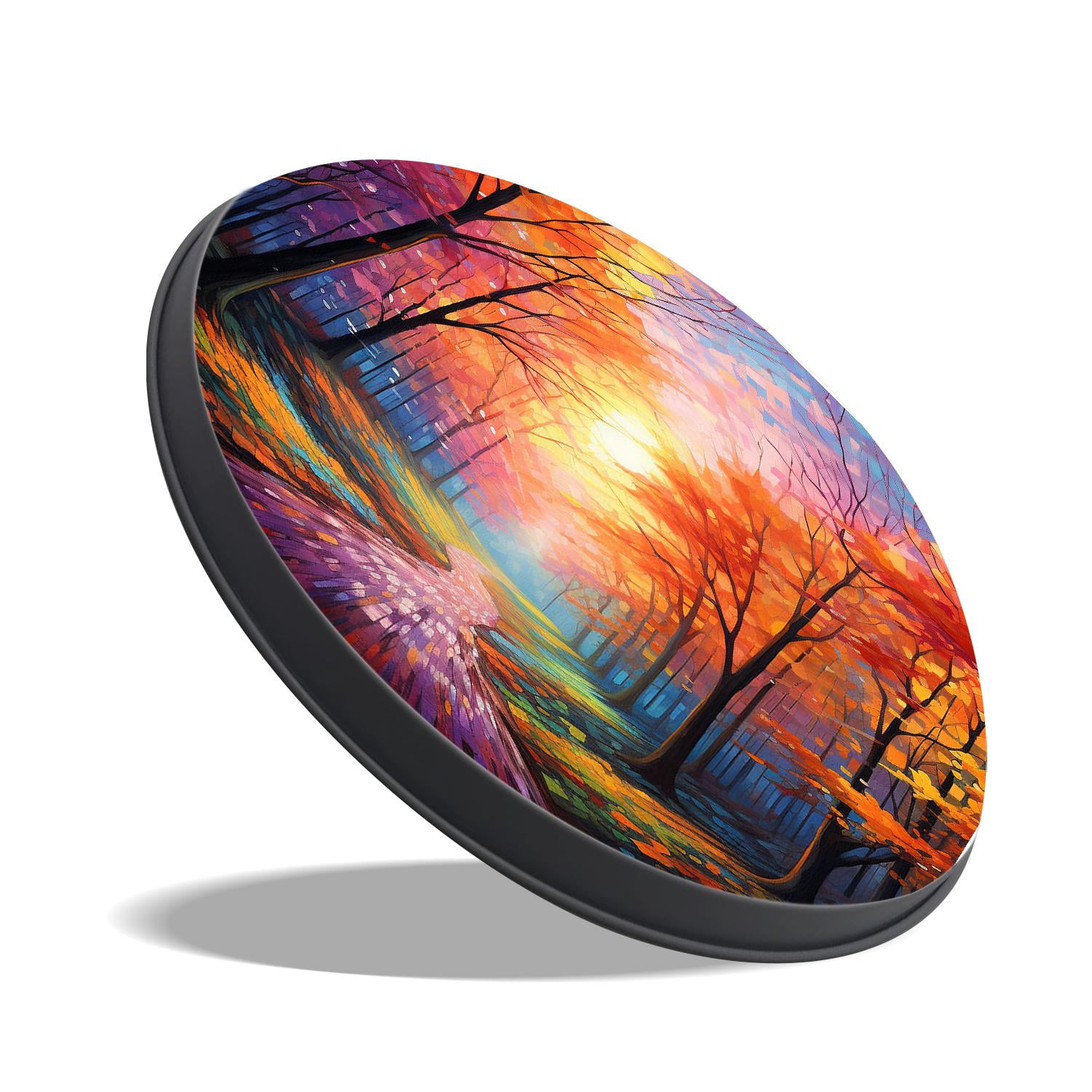 Round Stove Burner Covers 4 Pcs,Autumn Forest Bright Red Leaves Blue Sky Pattern Round Electric Stove Burner Covers 8Inch And 10Inch