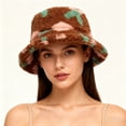 thumbnail image 4 of CYSFASHION Bucket Hats for Woman Ladies' Fresh Stylish Printed Plush Basin Hats With A Trendy College Style Cute And Warm Winter Fishing Hats Coffee, 4 of 4