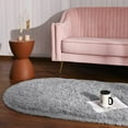 thumbnail image 4 of Dwelke Fluffy Rugs for Bedroom,Shag Cute Area Rug for Girls/Boys and Kids Baby Room Home Decor,Oval Indoor Carpet for Nursery Dorm Living Room 2.6'x5.3'Gray, 4 of 6