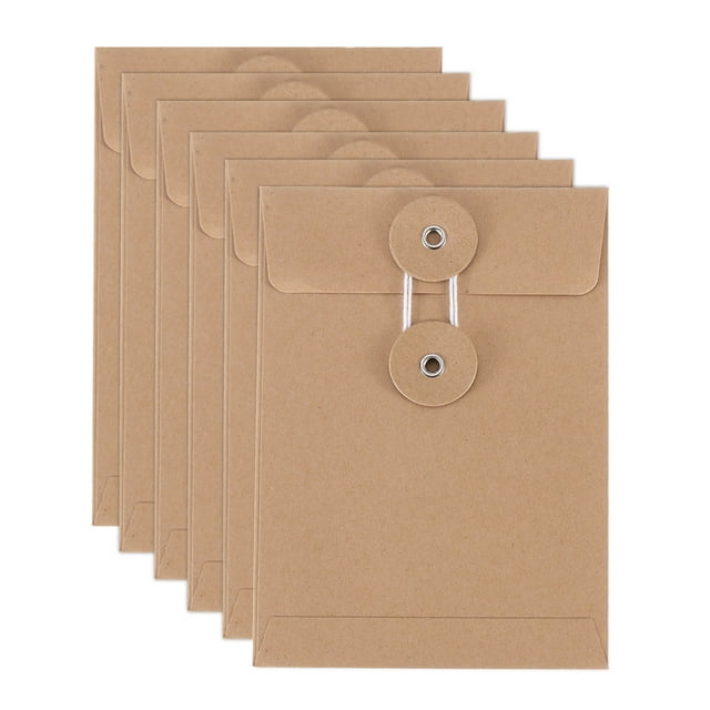 REGALWOVEN Kraft Paper Envelope with String Tie Closure Brown 5.5x4 Inch