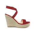 thumbnail image 3 of BLISSFUL STEP Women's Shoes Espadrille Wedge Slingback Crisscross Sandals Red 9, 3 of 8