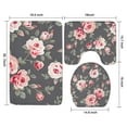 thumbnail image 3 of Pioneer Flower Floral Print Pattern Bathroom Rugs Sets 3 Piece,Toilet Cover Set,Absorbent Non Slip Bathroom Mats Sets with U-Shaped Contour Rug Toilet Rug Set, 3 of 5
