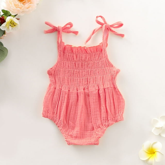 SUNSIOM Combinaison Froncée Extensible à Lacets en Coton pour Bébé d'Été