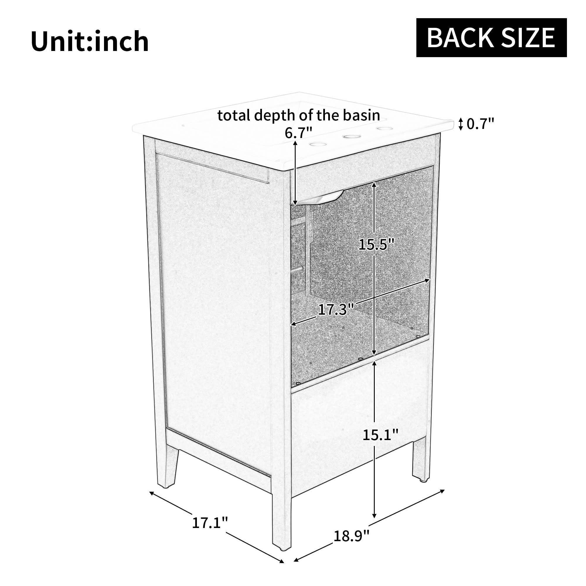 MAYEERTY 20" Bathroom Vanity with Sink 1 Door Shelf Adjustable Foot Pads Drawer Black