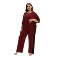 thumbnail image 2 of WBQ Womens Lounge Set 2 Piece Outfits Short Sleeve Crewneck Pajama Set Plus size Tracksuit, 2 of 6