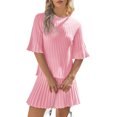 thumbnail image 4 of Women 2 Pieces Knit Set Half Sleeve Pullover Sweater and Mini Skirt Matching Sets, 4 of 7