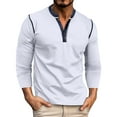 thumbnail image 2 of Blusas y camisas de manga larga con cuello redondo para hombre, estilo casual, a la moda, de color liso, transpirables, de manga larga, con cuello redondo y bolsillos con botones, blusa de poliéster p, 2 of 9
