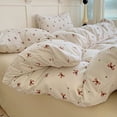 thumbnail image 3 of Nayoroom 3 Pieces Cartoon Bowknot Duvet Cover Set Brown Bow Tie Knot and Heart on White Bedding Set Soft Queen Comforter Cover Set, 3 of 6
