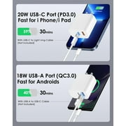 Iphone 11 Fast Charger[MFI Certified],Dual Port USB C +USB A Wall Charger Adapter with 6ft Lightning Cable Compatible for IPhone 14/13/12/Mini/ Pro/Pro Max/SE 2020/11/Pro Max/XS/XS Max/XR/8P