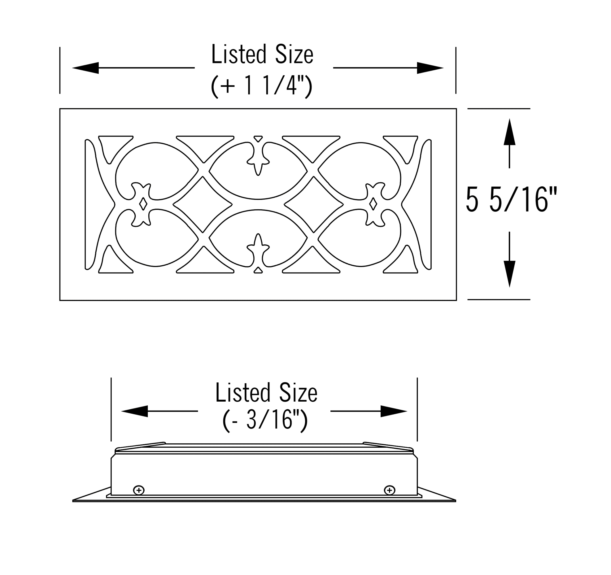 4" x 10" Brushed Nickel Victorian Style Floor Register - Decorative Vent Cover