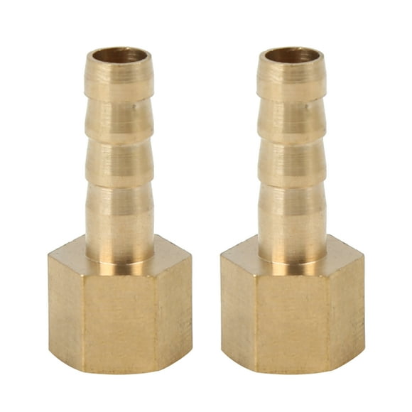 Unique Bargains 6mm Hose ID x G 1/4' NPT Female Pipe Brass Hose Tail Barb Fitting Connector for Joiner Air Water Fuel Pipe for Car 2pcs