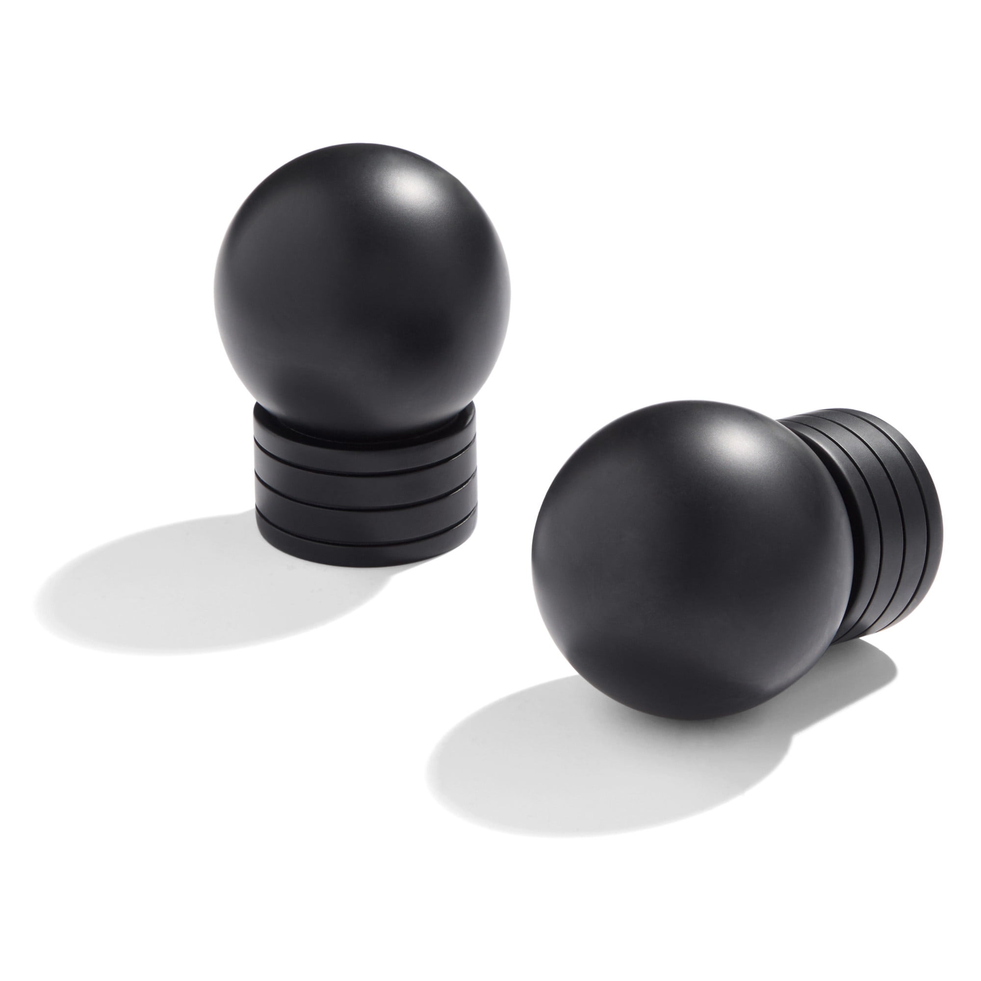 TOWN & COUNTRY BASICS Modern Sphere Single Indoor Curtain Rod and Finial Set, Easy Install Wall Mount, Matte Black, Adjustable 36”-72”