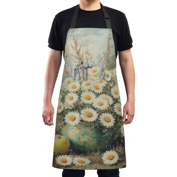 Field Sunflowers Chef Kitchen Apron with Pockets for Women Waterproof Aprons for Cooking Baking