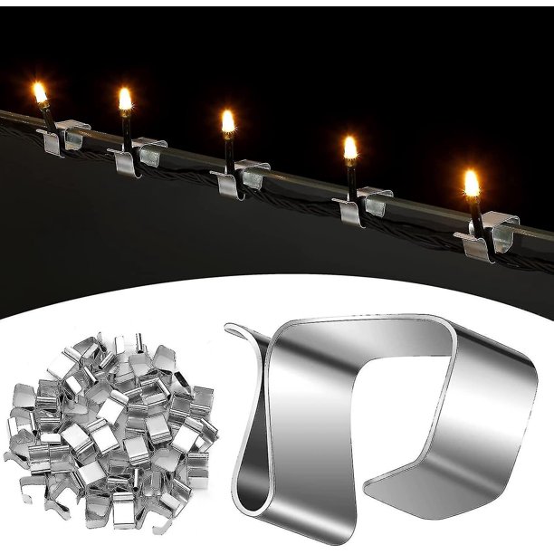 Ganchos para canaletas de luces navideñas, ganchos galvanizados para techos, clips para luces navideñas, colgadores para canaletas de luces navideñas, ganchos para luces de temporada para ex