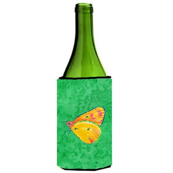 Carolines Treasures 8861LITERK Butterfly Orange On Green Wine bottle sleeve Hugger - 24 oz.