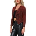 thumbnail image 4 of INSPIRE CHIC Women's Sparkle Long Sleeve Draped Collar Cropped Cardigan XL Black Red, 4 of 5