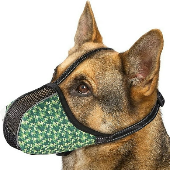 Soft Mesh Dog Muzzle for Small, Medium & Large Dogs – Breathable Adjustable Muzzle for Scavenging, Biting, Chewing & Grooming – Allows Panting & Drinking – Reflective & Secure Fit for Safety