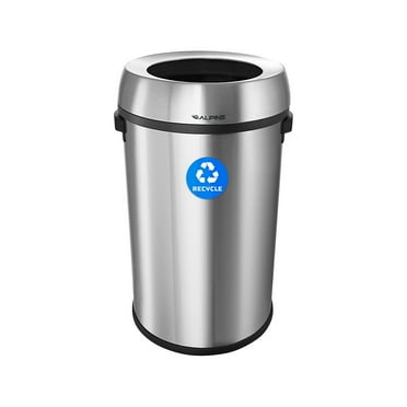 Alpine Industries Commercial Indoor Single-Stream Indoor Recycling Station 17 Gallon Stainless Steel