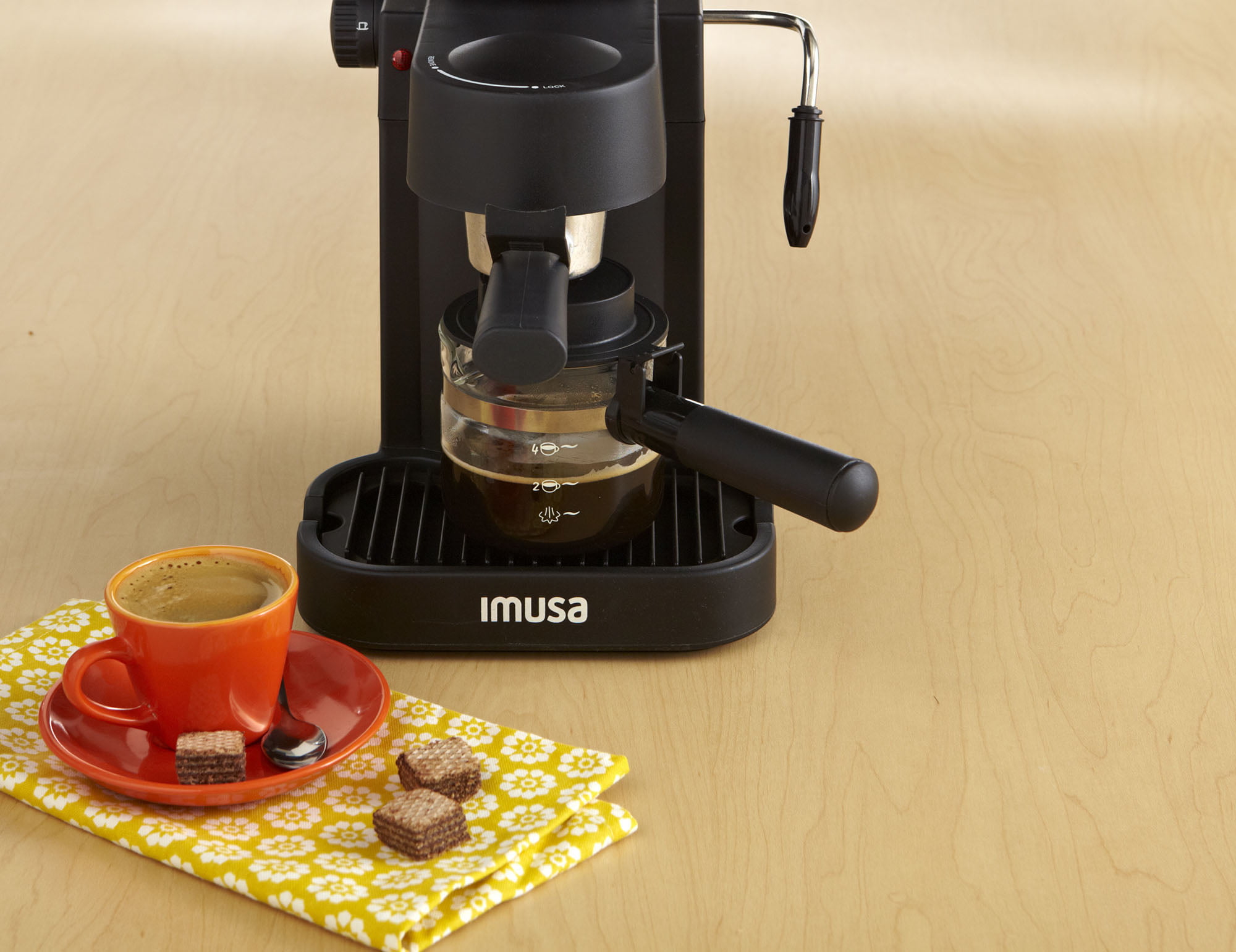 Imusa Black Electric Espresso/Cappuccino Maker 4 Cups, 800 Watts