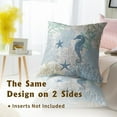 thumbnail image 6 of Nautical Coastal Throw Pillow Covers 18X18 Inch Set of 2 Ocean Seahorse Decorative Pillow Cushion Cases for Sofa Couch Bedroom Home Decor, 6 of 6