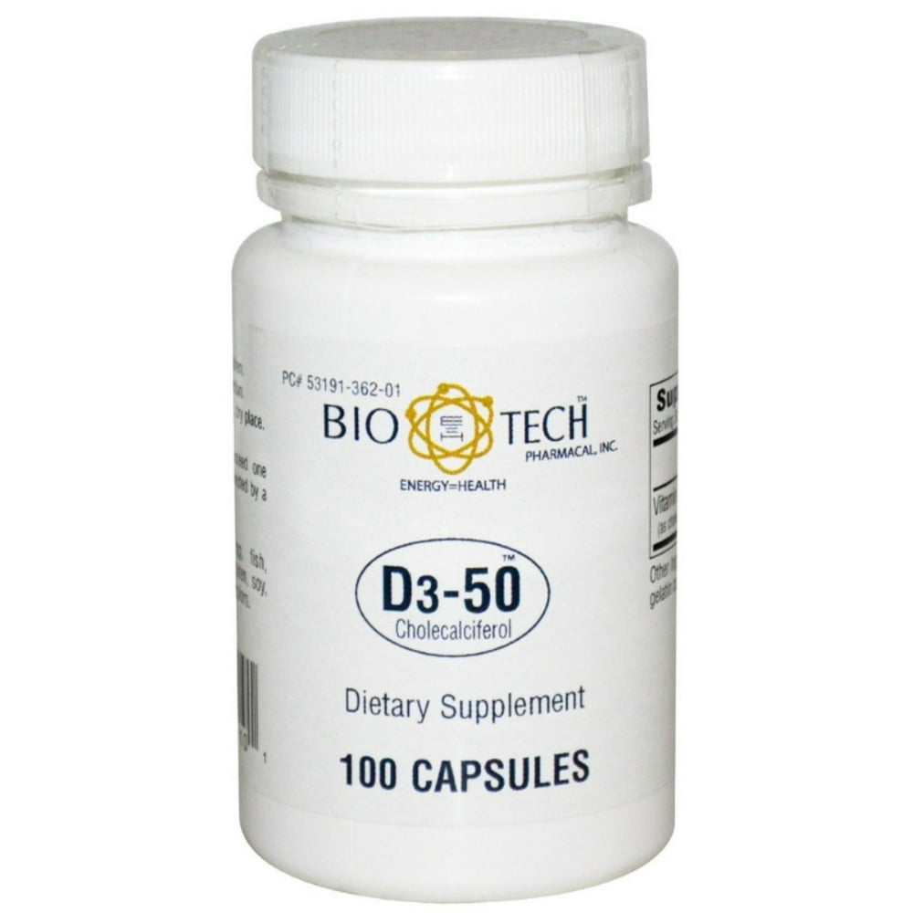 2 Pack Vitamin D Supplement Bio Tech 50000 IU Strength Capsule, 100