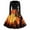 Orange, variant on WTOBBY Women's Elegant V-Neck Slim Fit Halloween Printed Dress with Long Sleeves, Retro Design, and Casual Look for Party Wear and Festive Events ,Black L