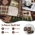 thumbnail image 5 of Beartech Quilt Set Queen Size Moose Bear Brown Plaid Quilt Lightweight Reversible Microfiber Bedspread Coverlet Bedding Set, 5 of 9