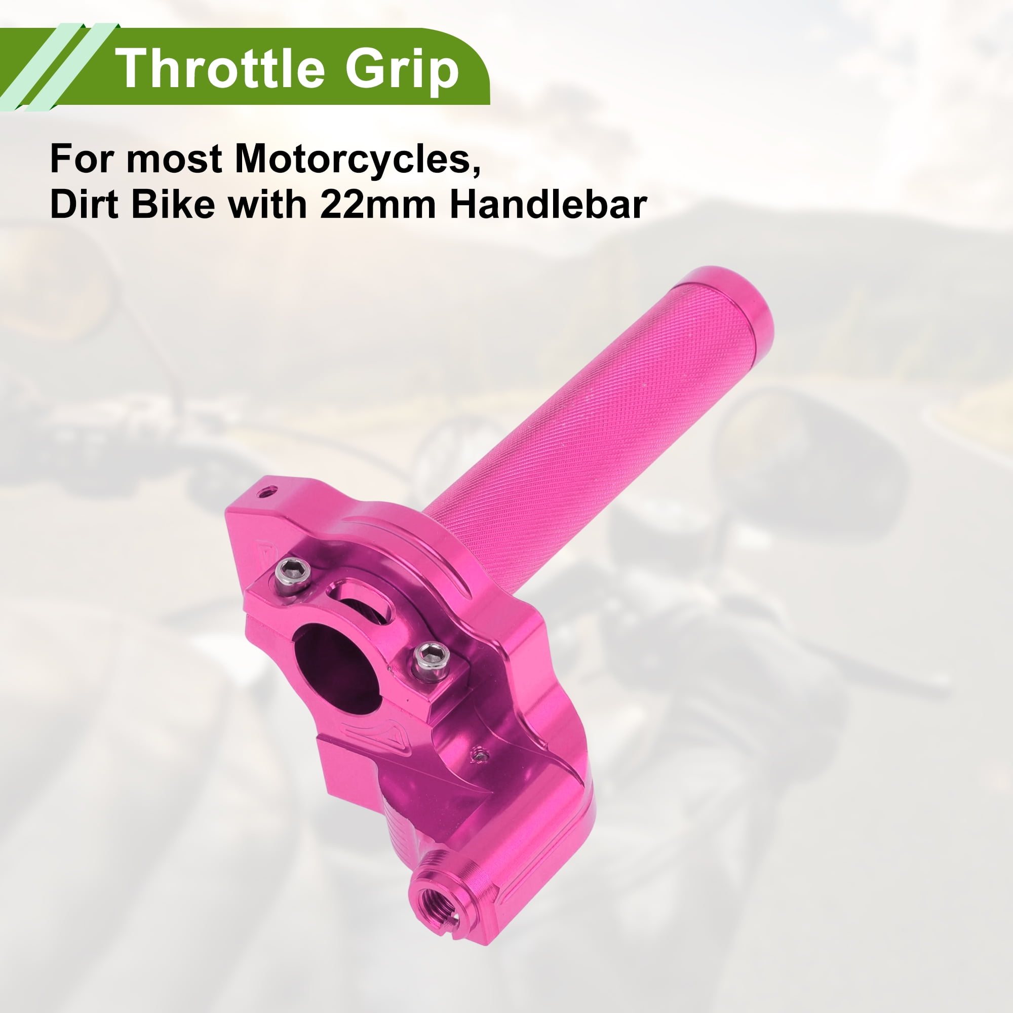 Unique Bargains 22mm Throttle Grip with M10 Screw and 47.2 Inch Cable Rose Red