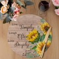 thumbnail image 3 of Yellow Sunflowers Round 13 Inch Placemats Set of 2, Farmhouse Floral Rustic Leaves Brown Wood HeatResistant Non Slip Place Mats for Dining Table, Wipeable Braided Kitchen Table Mats for Housewarming, 3 of 9