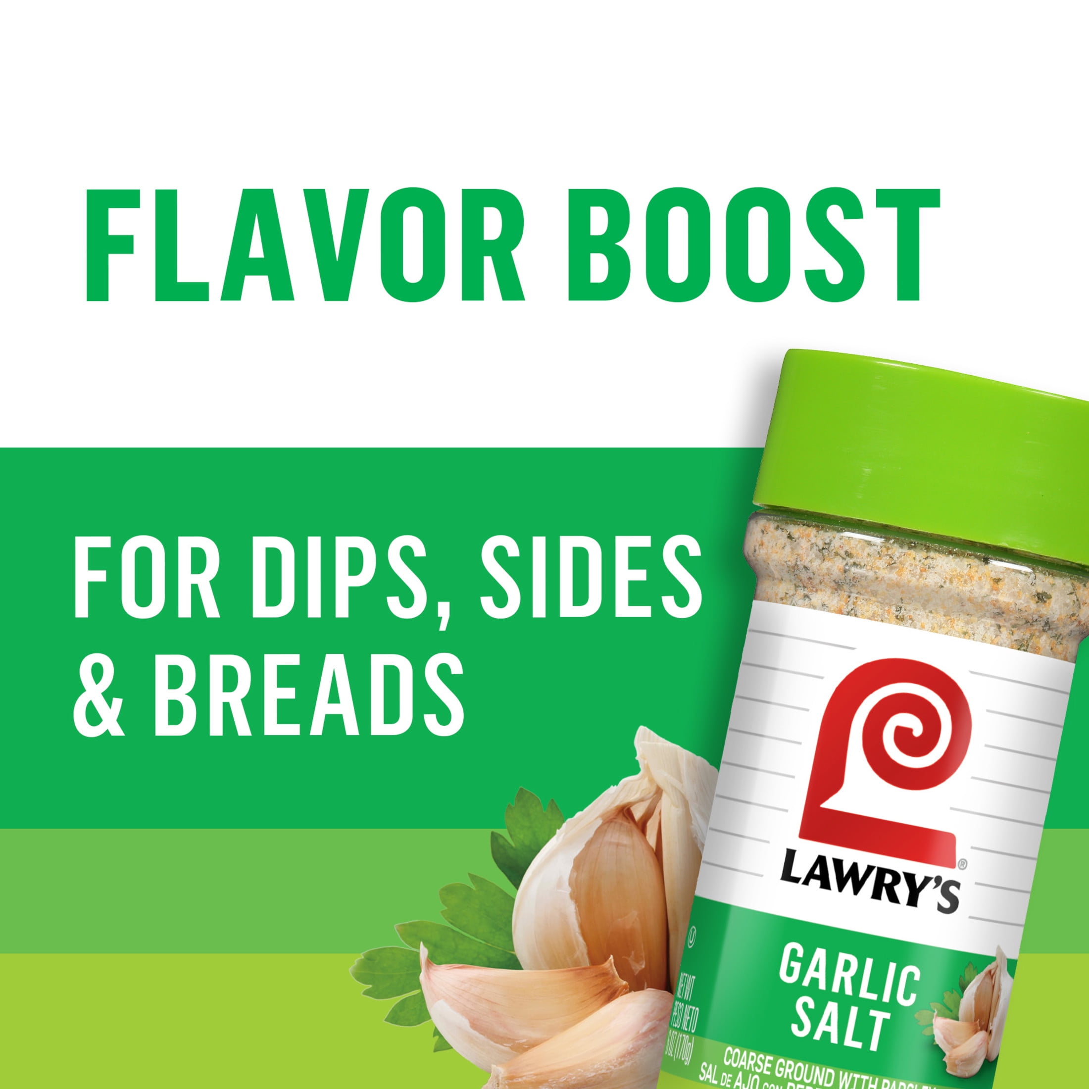 (12 pack) Lawry's Kosher Coarse Ground With Parsley Garlic Salt, 6.0 oz Bottle