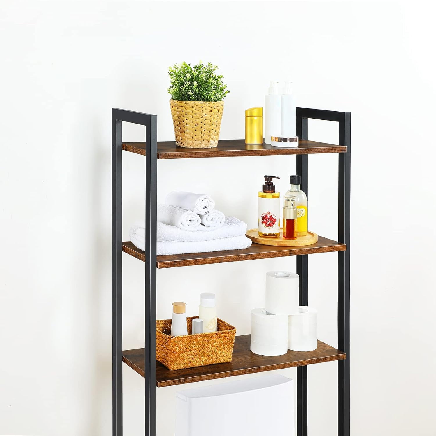 Tupukom Over the Toilet Storage Cabinet Bathroom Organizers Rack Freestanding Space Saver Shelf for Restroom Laundry Bathroom Decor Accessories,3-layer