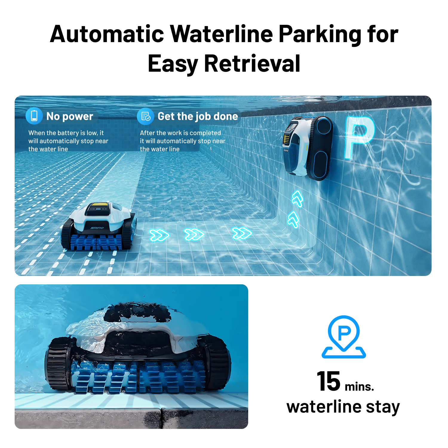 Spino E1 Robotic Pool Cleaner, Automatic Pool Vacuum for Above Ground & Inground Pool