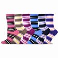 thumbnail image 3 of TeeHee Women's Value 12-Pack Fun Crew Socks (Multi Stripe-Scallop), 3 of 3