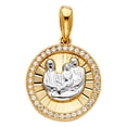 thumbnail image 2 of Wellingsale 14K Two 2 Tone White and Yellow Gold Polished Diamond Cut Religious Baptism Charm Pendant with CZ Accent, 2 of 4