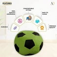 thumbnail image 5 of Ample Decor Soccer Leatherette Bean Bag Cover (Filler Not Included), Double Stitched, Ideal for Children and Teenagers - Green & Black, 5 of 6