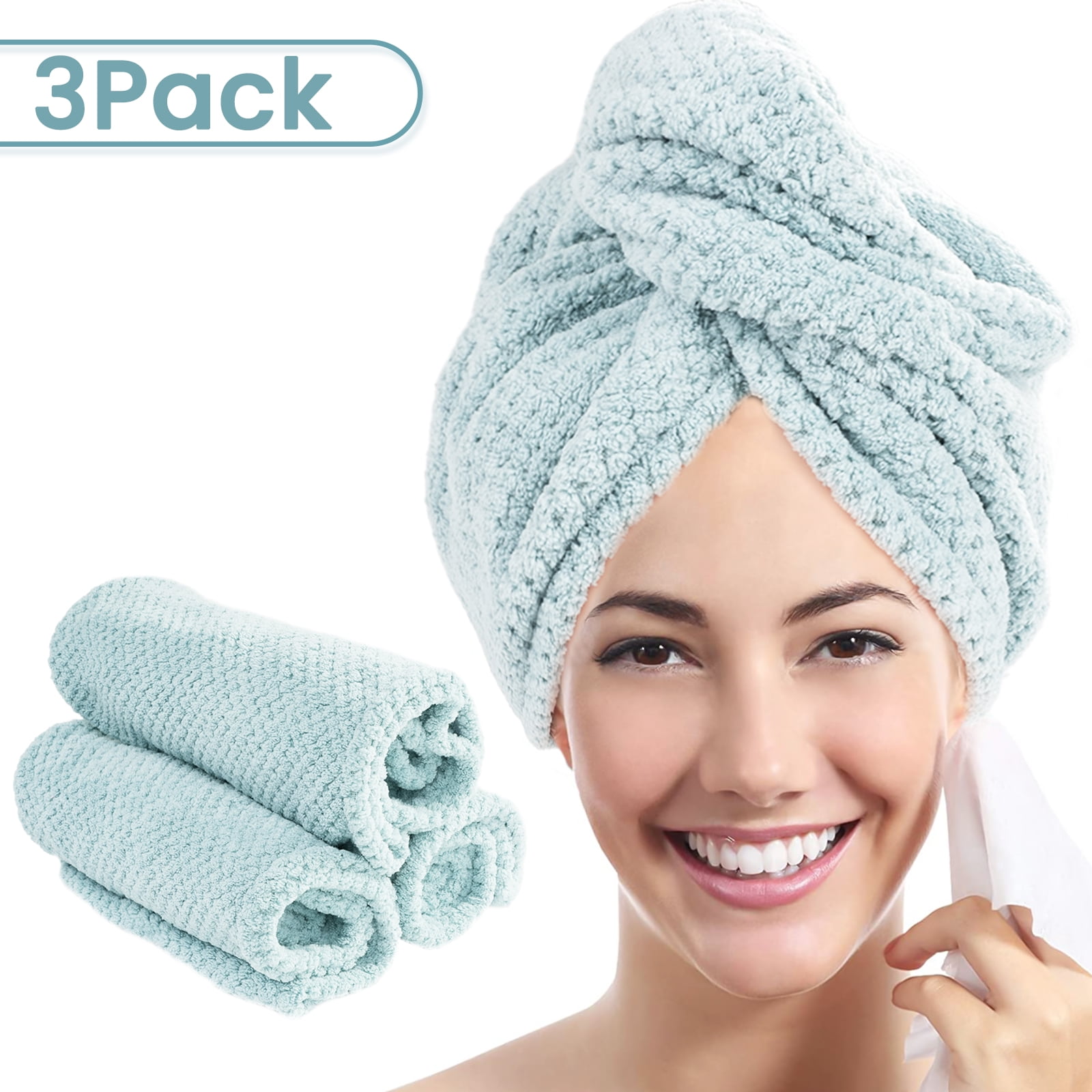 3Pcs Microfiber Hair TowelMicrofiber Hair Towel, MoHern 3Pcs Super