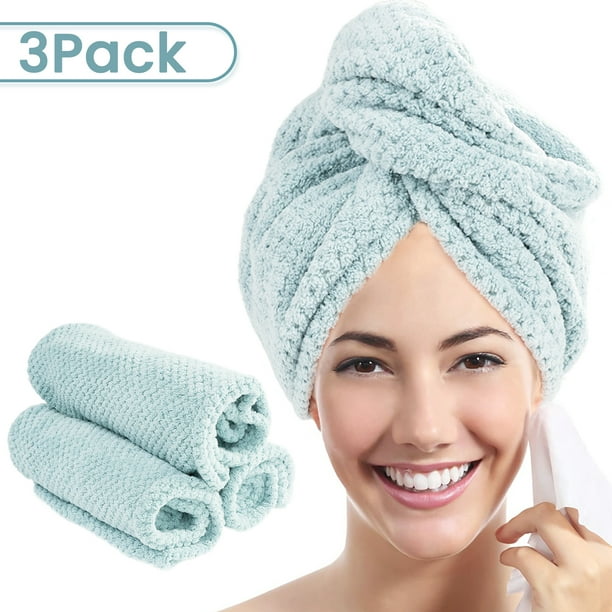 3Pcs Microfiber Hair TowelMicrofiber Hair Towel, MoHern 3Pcs Super Absorbent Quick Hair Drying