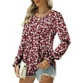 thumbnail image 2 of KISSMODA Women's Casual Crewneck Flowy Ruffle Tunic Tops, 2 of 5
