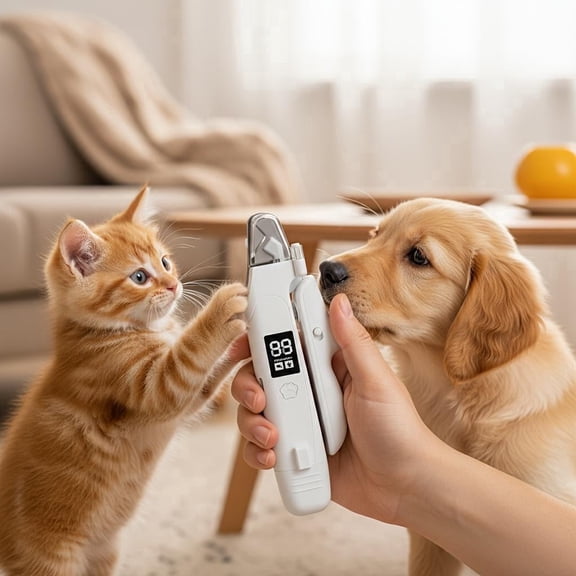 2-in-1 Pet Nail Clippers & Paw Hair Trimmer Set (with LED Light) — Rechargeable, Waterproof Pet Paw Groomer — Grooming Clippers for Small, Medium, and Large Dogs & Cats — Universal for Cats & Dogs: L