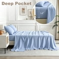 thumbnail image 6 of Jessy Home Bed Sheets Set 4 Piece Twin Sheet Set Light Blue Microfiber Fitted Sheet, Flat Sheet & 2 Pillowcases Bedding Set, 6 of 11