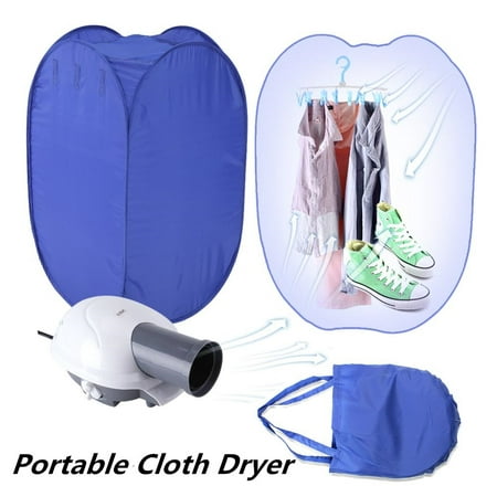 Yosoo Portable Clothes Dryer,Blue Mini Folding Ventless Electric Air Clothes Dryer Bag Folding Fast Drying Machine with Heater 110V US