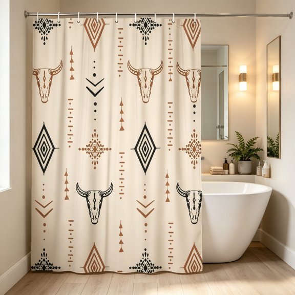VMWMSSR Print Fabric Shower Curtain Waterproof Boho Bathroom Curtain Washable Decorative Bath Partition Liner For Shower Tub Stall Decor(White-70.87x59.06in)
