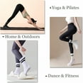 thumbnail image 3 of TELOLY Grippy Socks with Grips for Women Yoga Non Slip Long Socks for Pure Barre, Ballet, Dance Workout 2-5 Pack, 3 of 4