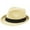 Beige, variant on Unisex's Short Roll Up Brim Straw Fedora Hat Trilby Cuban Panama Summer Beach