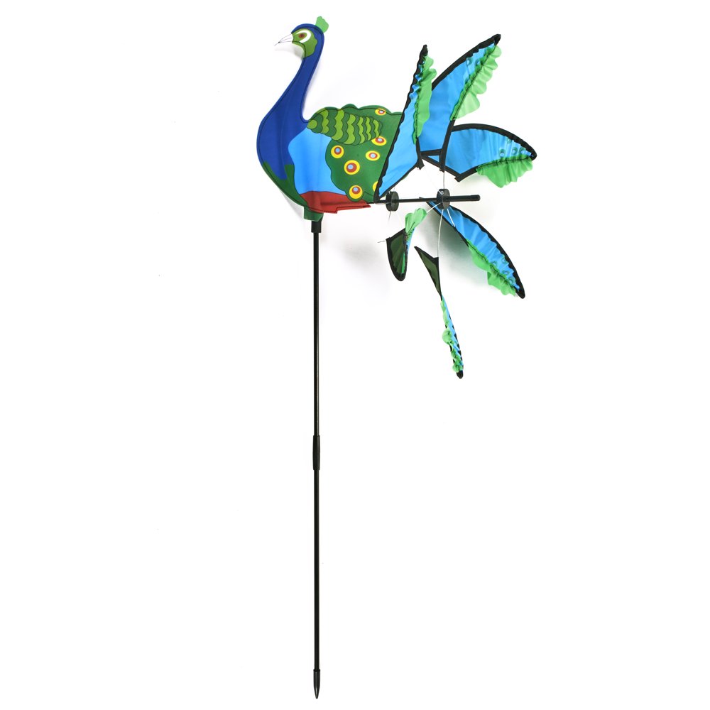 Bird Lawn Ornament Wind Spinner for Yard and Garden Peacock