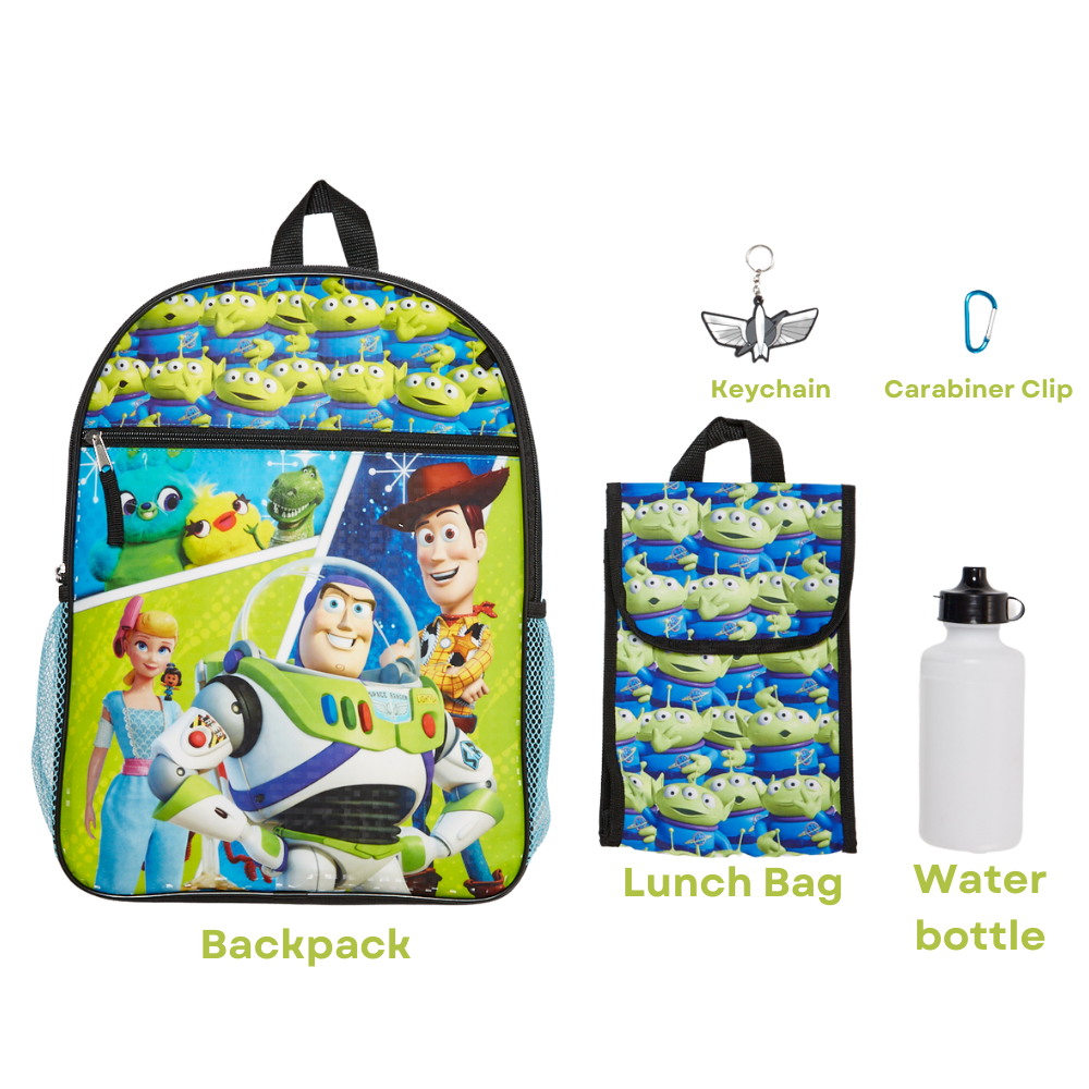 Toy Story Buzz Lightyear Kids Backpack with Lunch Bag and Water Bottle 5 Piece Set 16 inch