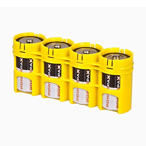 Storacell par Powerpax SlimLine D Batterie Caddy, Jaune, Détient 4 Batteries