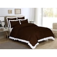 thumbnail image 2 of 3 Piece Pinch Ruffle Duvet Cover Set, Extra Soft, Luxury,100% Egyptian Cotton, Zipper Closure and Quilts Cover Set, Cool and Breatheable Bedding Sets Chocolate and White Solid,King Size., 2 of 4